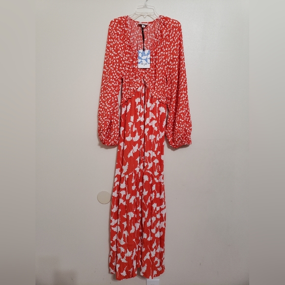 DVF for Target Women's V-Neck Ginkgo Cherry Tomato Maxi Dress - Picture 4 of 8